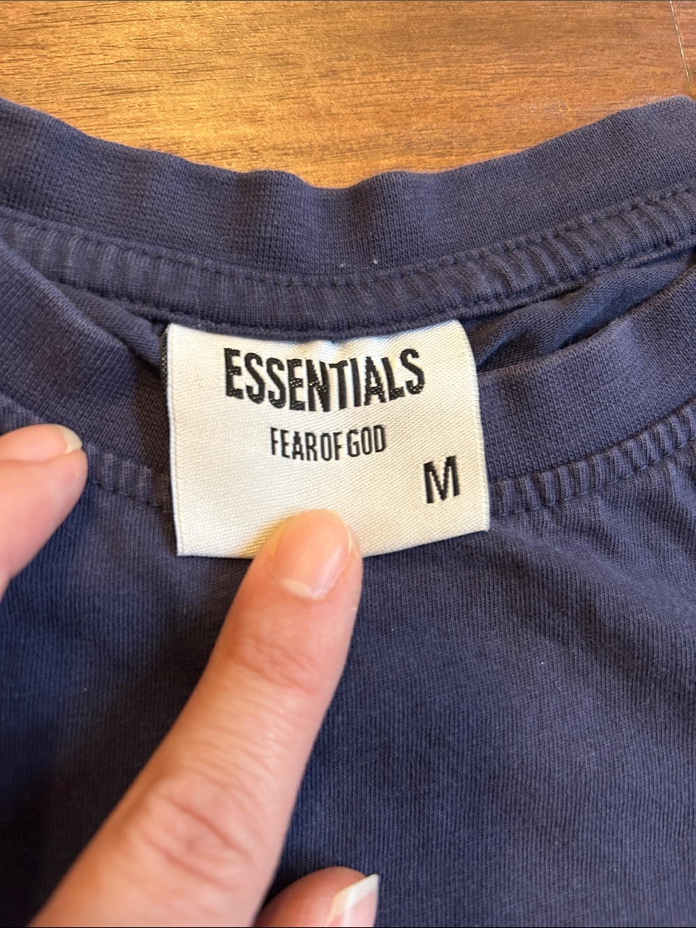 Essentials Fear Of God Men's Navy Blue Logo Short Sleeve Cotton T-Shirt M - Picture 10 of 10